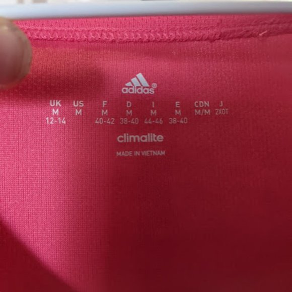 ADIDAS Women Medium CLIMA ESS TEE Pink Sport Workout Top Short Sleeve Activewear - Picture 5 of 5